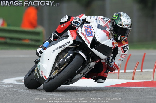 2009-09-26 Imola 0470 Variante alta - Supersport - Free Practice - Anthony West - Honda CBR600RR